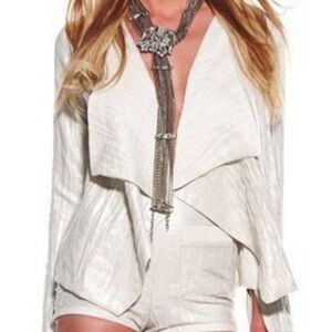 Alexis Luiza Asymmetrical Drape Front Jacket with Zip Details